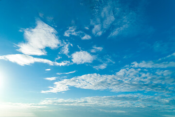 Blue sky with white clouds. Clear sunny day