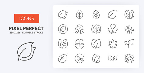 leaves line icons 256 x 256
