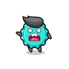 cute bottle cap cartoon in a very angry pose