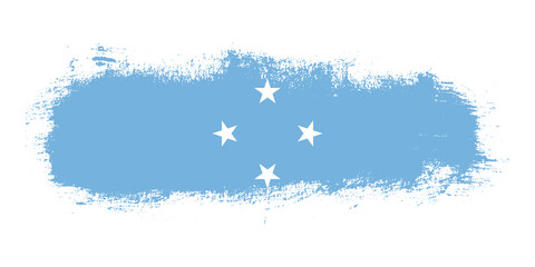 Stain brush stroke flag of Micronesia country with abstract banner concept background