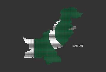 Fototapeta na wymiar Pakistan map design flag Pakistan square, black background.