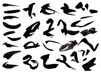 Black vector watercolor brush strokes