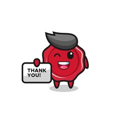 the mascot of the sealing wax holding a banner that says thank you