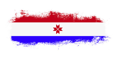 Stain brush stroke flag of Mordovia country with abstract banner concept background