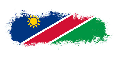 Stain brush stroke flag of Namibia country with abstract banner concept background