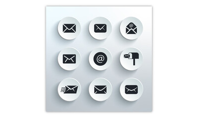Mail icon set. Flat simple isolated logotype design.