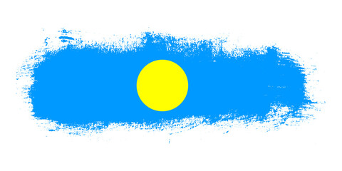 Stain brush stroke flag of Palau country with abstract banner concept background