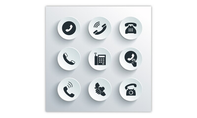Phone flat icon set. Contact, vector, isolated, simple design.