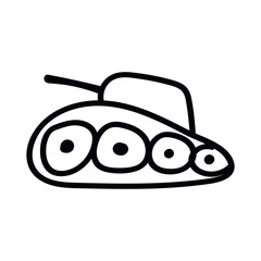 Tank icon in doodle sketch lines. Military weapon war.