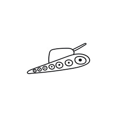 Tank icon in doodle sketch lines. Military weapon war.