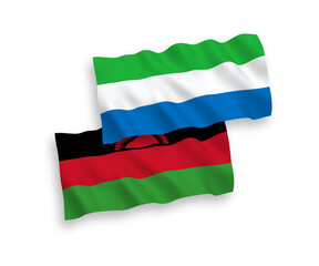 Obraz premium Flags of Malawi and Sierra Leone on a white background