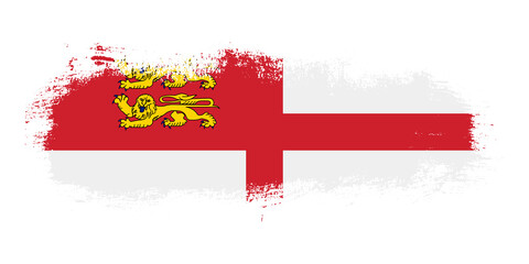 Stain brush stroke flag of Sark country with abstract banner concept background