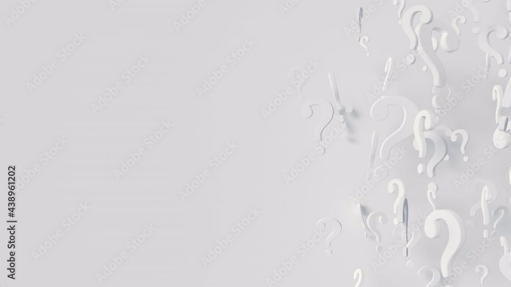 Poster rotating white question mark loop. abstract geometric animation render. seamless video with blank sp