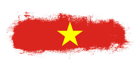 Stain brush stroke flag of Vietnam country with abstract banner concept background
