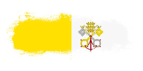 Stain brush stroke flag of Vatican City country with abstract banner concept background