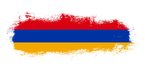 Stain brush stroke flag of Armenia country with abstract banner concept background