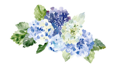 Watercolor dusty blue hydrangea bouquet. Watercolor boho floral border.  Wedding template with blue flowers. Cards for baby shower, mothers day, birtday, bridal shower, wedding
- 438963257
