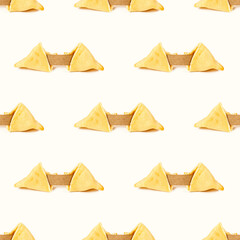 Chinese fortune cookies seamless pattern on light background.