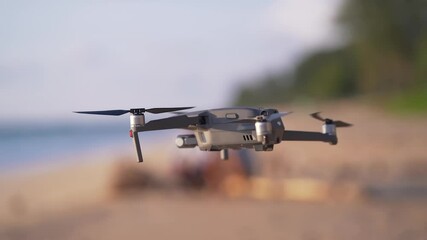 dji mavic pro 2 on the beach sunset.