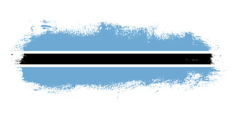 Stain brush stroke flag of Botswana country with abstract banner concept background