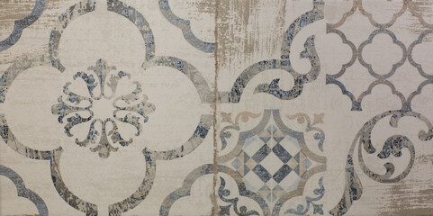 ceramic tile with vintage oriental ornamental pattern