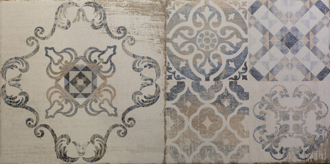 ceramic tile with vintage oriental ornamental pattern
