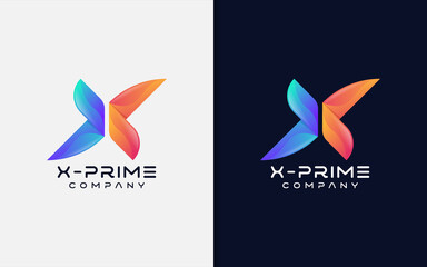 Obraz premium Abstract Initial Letter X made From 2 Colorful Gradient Lines Combination. Vector Graphic Illustration.