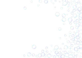 Soap bubbles flew randomly on a white background. Vector