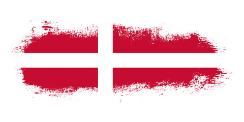Fototapeta premium Stain brush stroke flag of Denmark country with abstract banner concept background