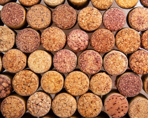 Old vintage wine corks texture background