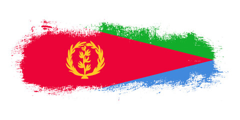 Stain brush stroke flag of Eritrea country with abstract banner concept background