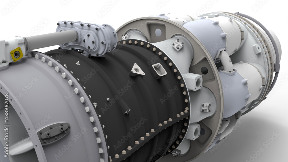 Poster 3d rendering - large jet engine closeup