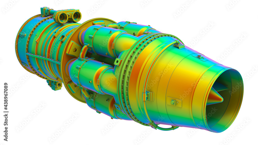 Poster 3d rendering - jet engine fea analysis