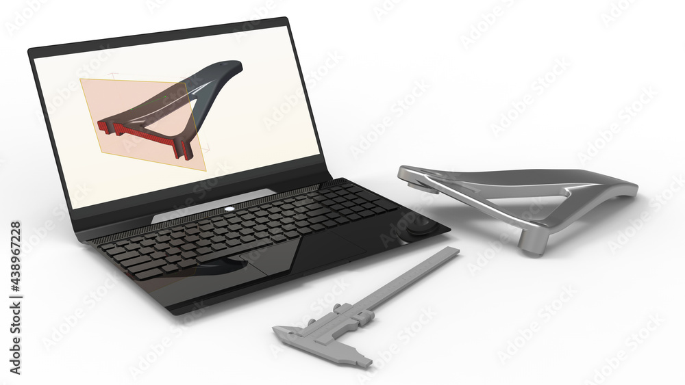 Aufkleber 3d rendering - computer aided design of a metal bracket