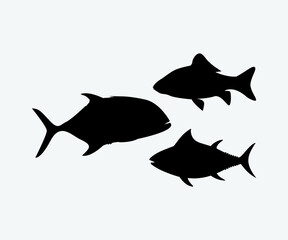 Fish Printable Vector Illustration, Fish Silhouette Fish icon Vector Fish symbol vector sign isolated on white background.