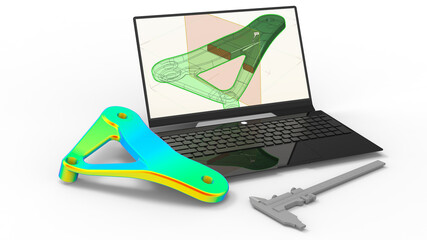 3D rendering - finite element analysis of a metallic part