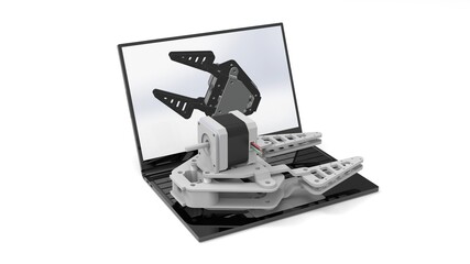 3D rendering - design a gripper on a laptop