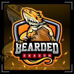 Bearded dragon mascot. esport logo design