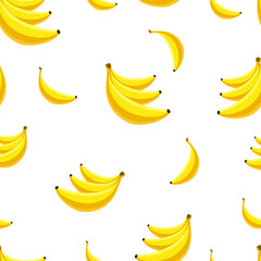 Obraz na płótnie Canvas Seamless pattern with vector banana on white background. Flat illustration with fruit for food design