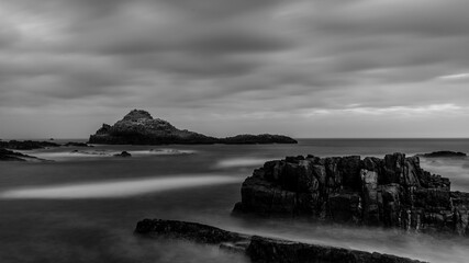 Black and white ocean time lapse