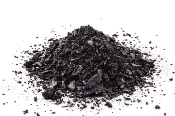pile of coal dust isolated on white background