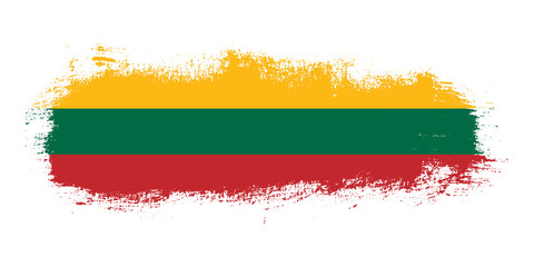 Stain brush stroke flag of Lithuania country with abstract banner concept background