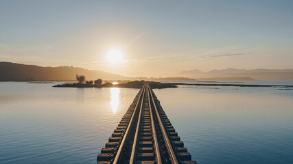 Sunset at the Sedgefield Train bridge (Wide screen)
