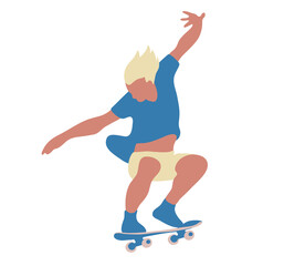 Rolar skating man isolated on white background