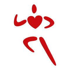 Red cardio training icon with a heart as body. Vector illustration 