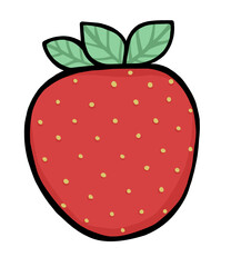 Vector illustration of bright red ripe strawberry sweet summer fresh berry. Healthy food