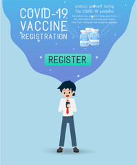 Salary Man are Exploring about Covid Coronavirus Vaccine Registration In Smart Phone