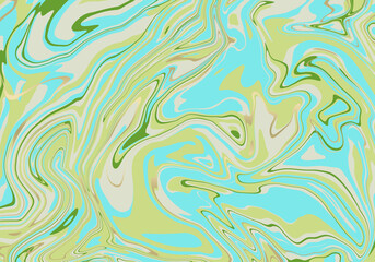 Abstract background with the effect of mixed multi-colored colors in green, turquoise and gray with gold flecks. Liquid texture. Fluid art.
