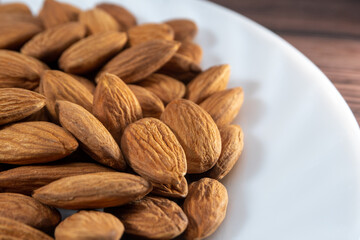 Almonds or Prunus dulcis with selective focus
