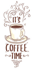 It's coffee time - cup of coffee trendy advertising design